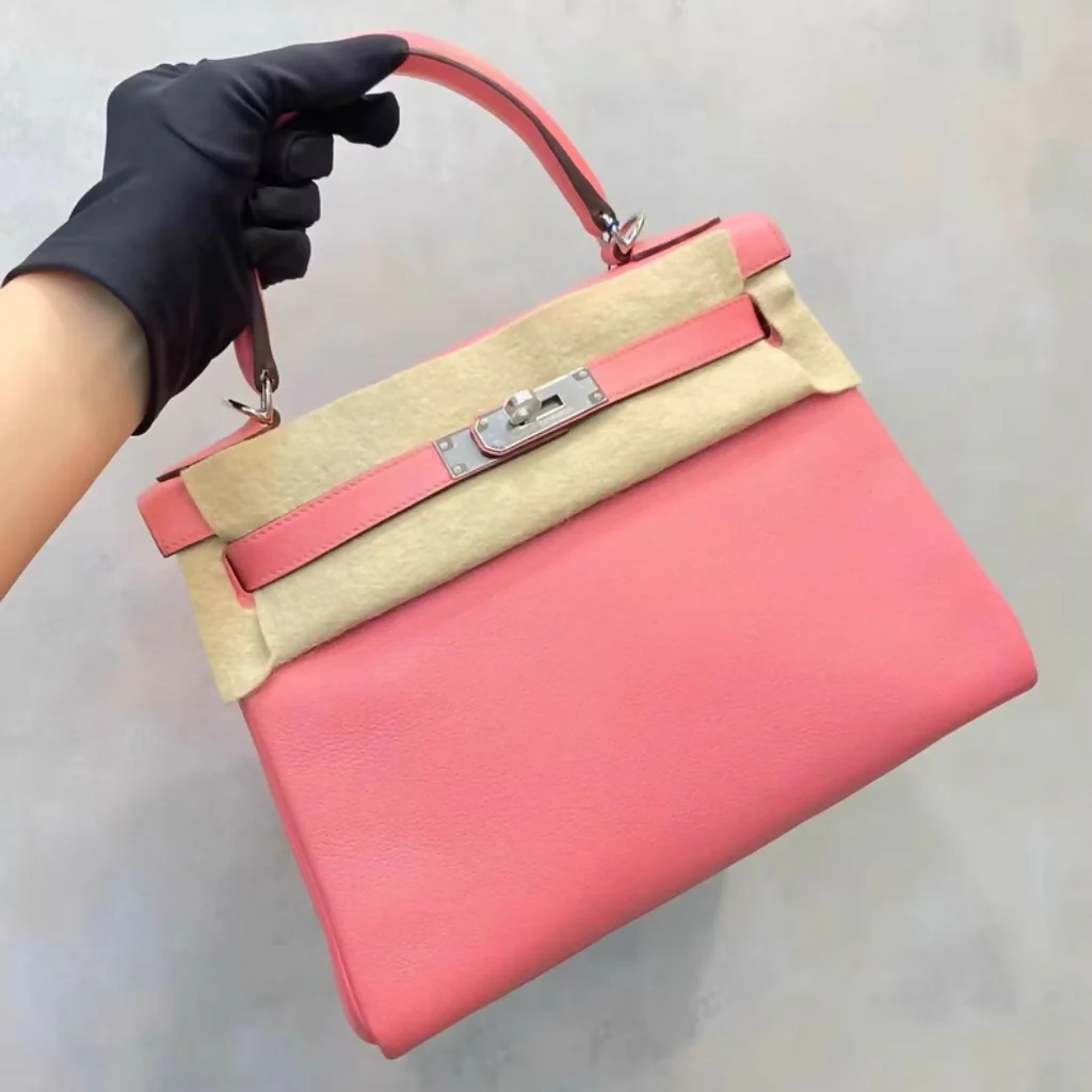 Hermes kelly 28 K4 Rose d’Ete Swift Leather Palladium Hardware - Image 3