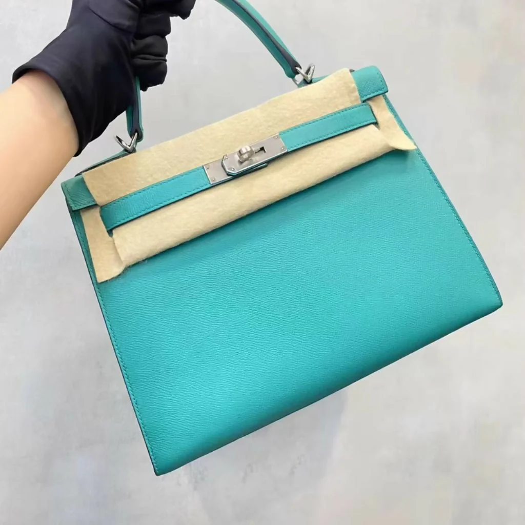 Hermes kelly 28 Vert Verone Epsom Leather Palladium Hardware - Image 4