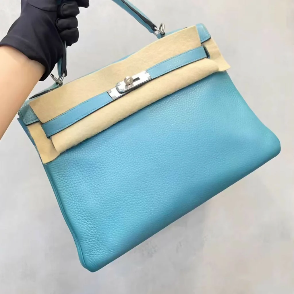 Hermes kelly 32 3P Bleu Atoll Togo Leather Palladium hardware - Image 3