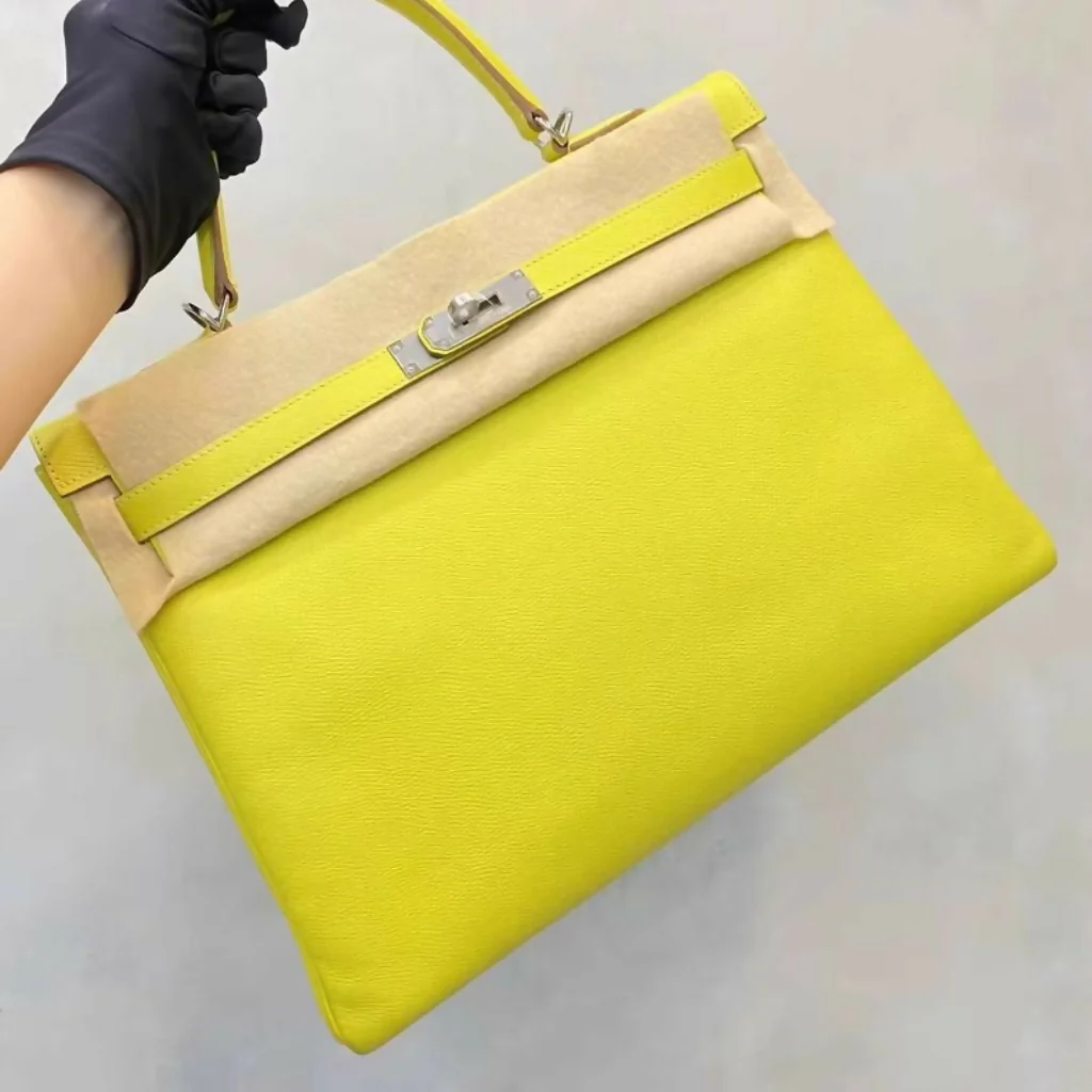 Hermes kelly 35 9R lime Epsom leather Palladium hardware - Image 3