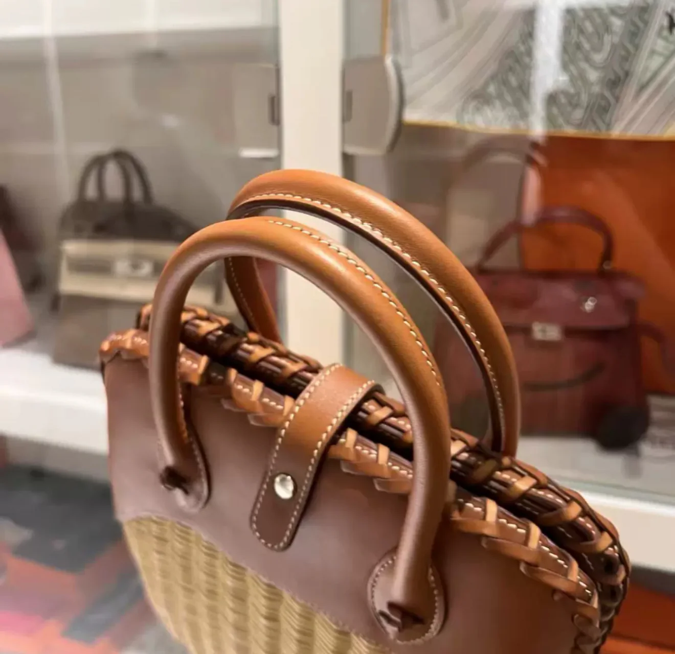 Hermes Limited Edition Bolide Bag Picnic Osier Wicker & Barenia Leather - Image 3