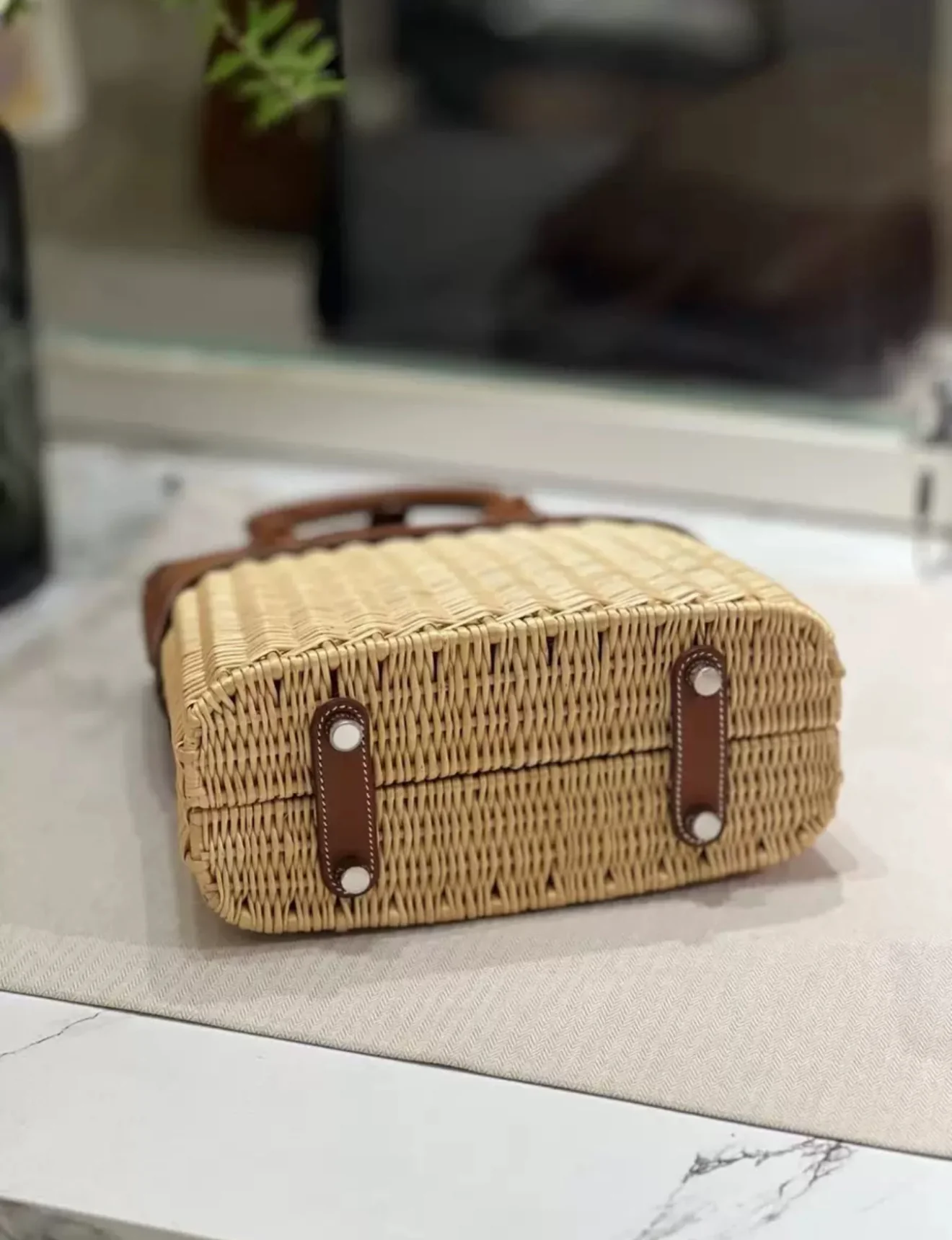 Hermes Limited Edition Bolide Bag Picnic Osier Wicker & Barenia Leather - Image 5
