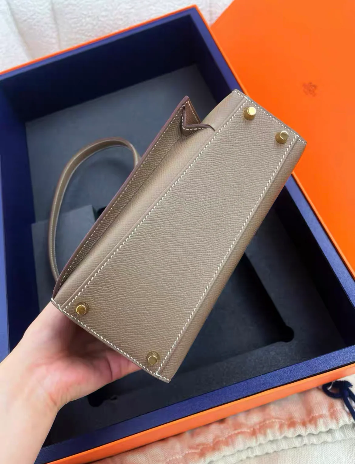 Hermes Limited Edition en Desordre Mini Kelly 20 Bag Sellier Etoupe Epsom Leather with Gold Hardware brand new stamp W - Image 6
