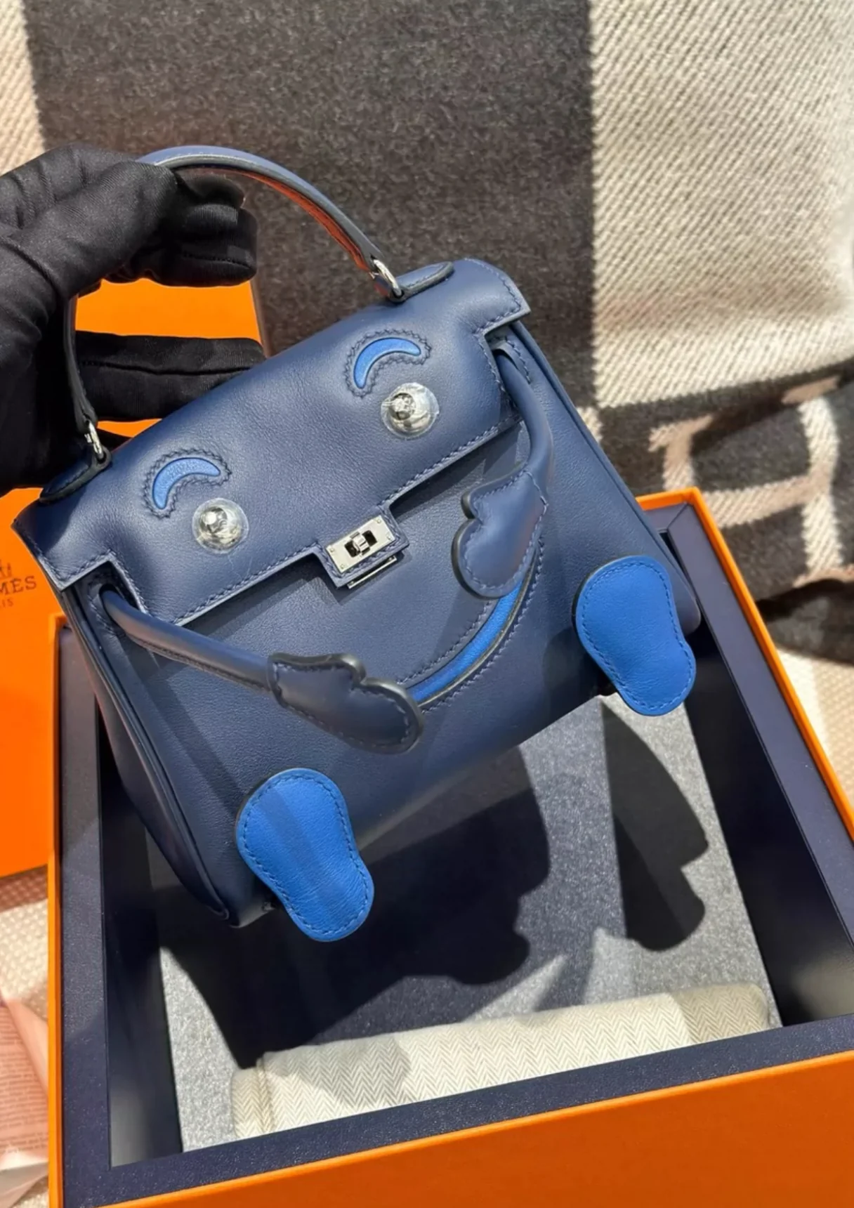 HERMÈS Limited Edition Kelly Doll Bleu Indigo Bleu Royal Swift Palladium hardware - Image 4