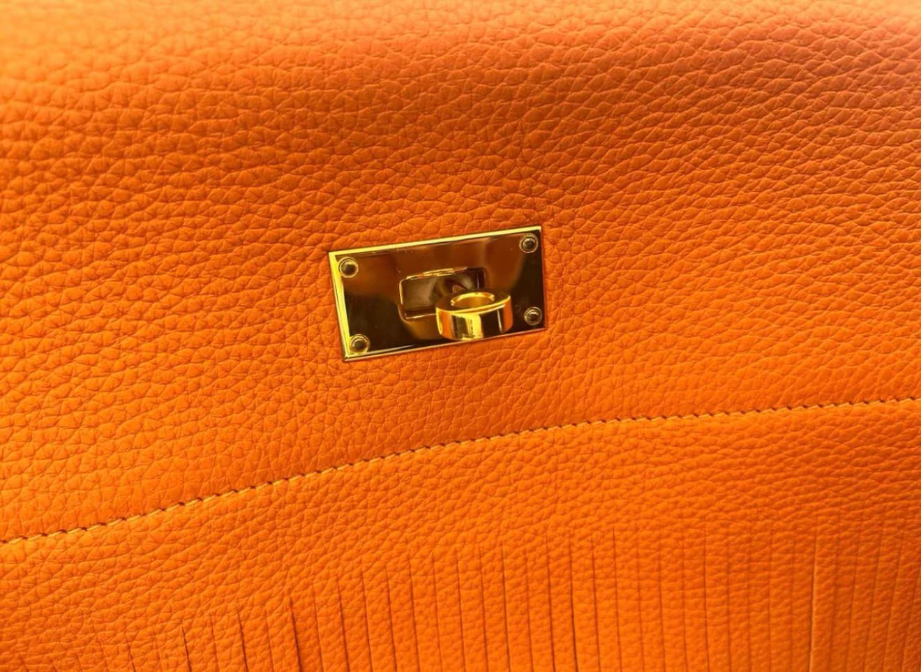 Hermès Limited Edition Kelly Fringe JPG Shoulder Orange Togo - Image 7