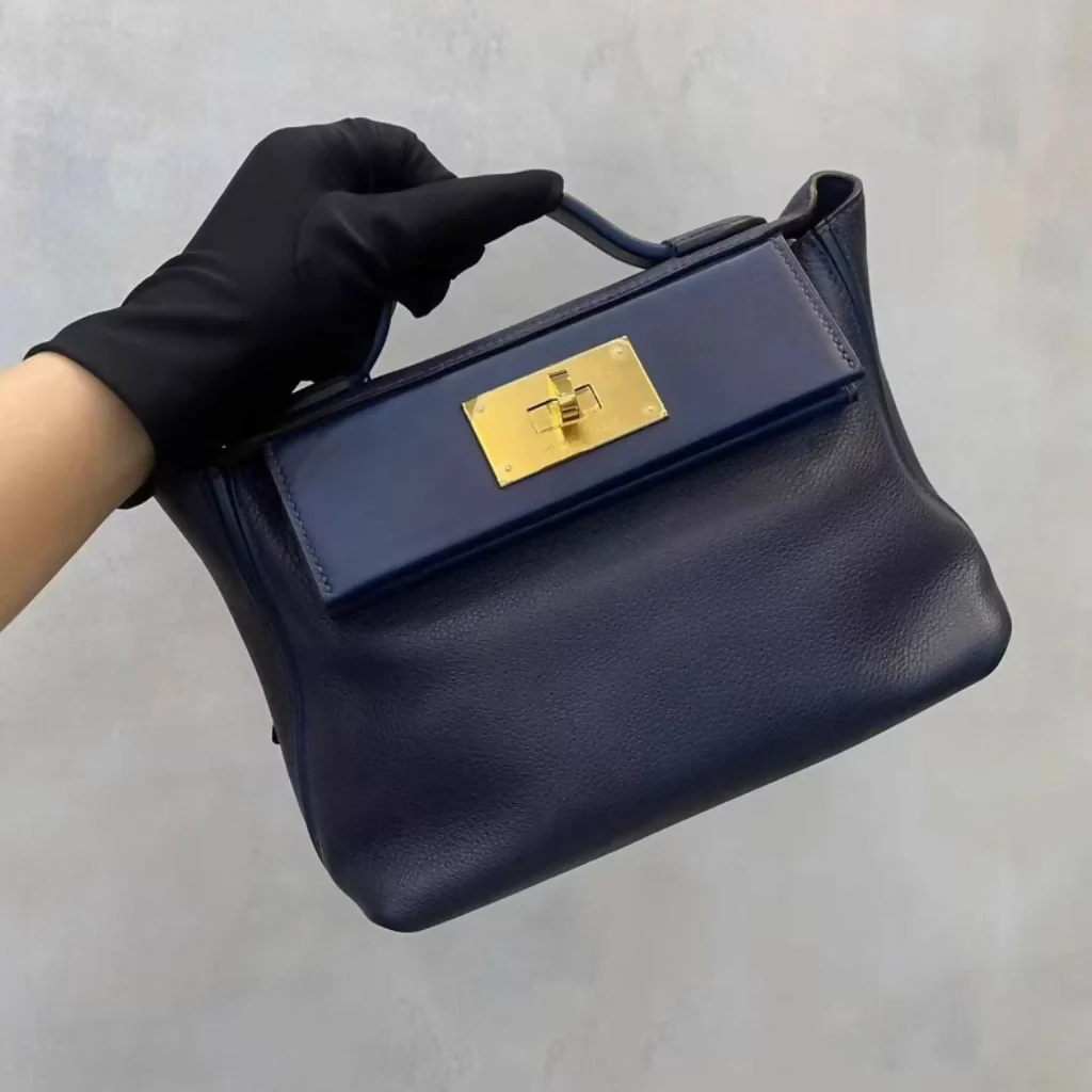 Hermès Mini 24/24 Dark Blue Evercolour Swift Gold Hardware - Image 3