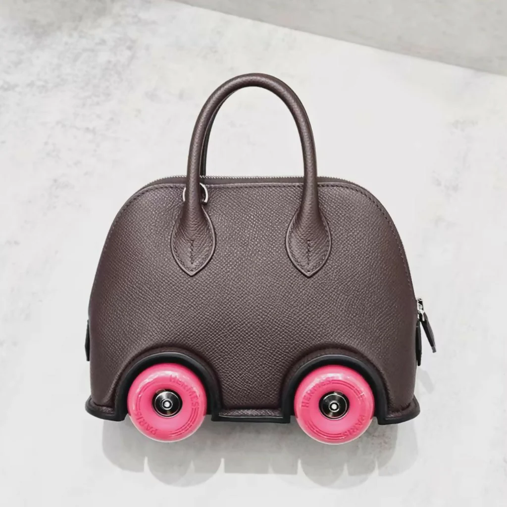 Hermès Mini Bolide Bag in Saddle Red & Extreme Pink with palladium hardware - Image 2