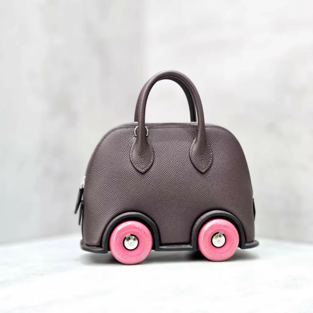 Hermès Mini Bolide Bag in Saddle Red & Extreme Pink with palladium hardware - Image 3