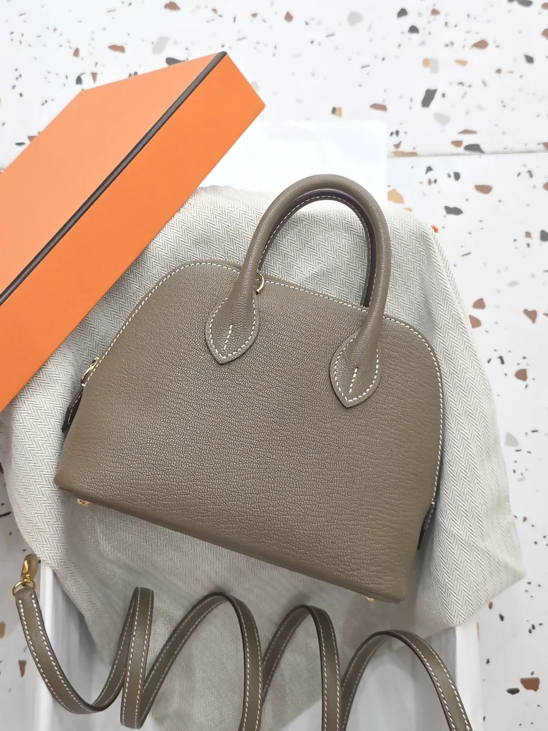 Hermes Mini Bolide Elephant Grey Goat Leather Gold hardware - Image 2