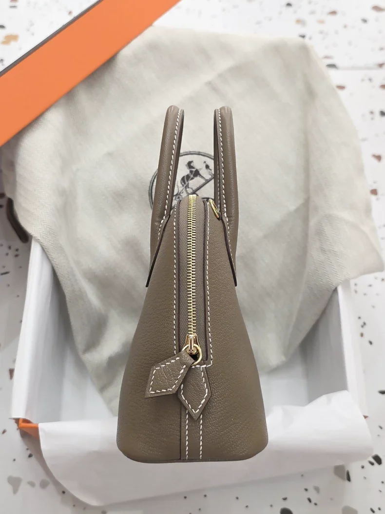 Hermes Mini Bolide Elephant Grey Goat Leather Gold hardware - Image 3