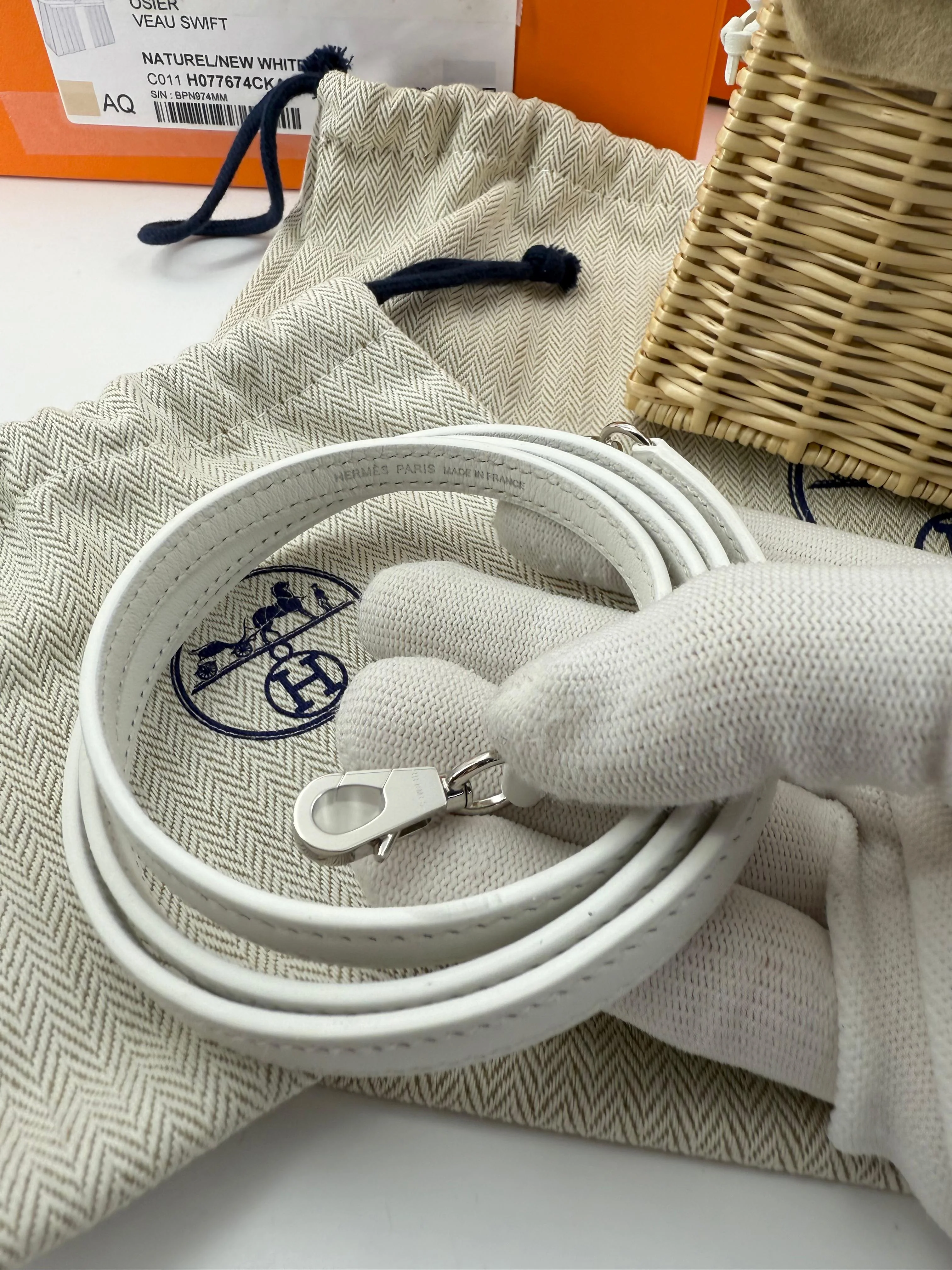 Hermès Mini Kelly 20 “Picnic” White Swift Leather & Palladium Hardware - Image 20
