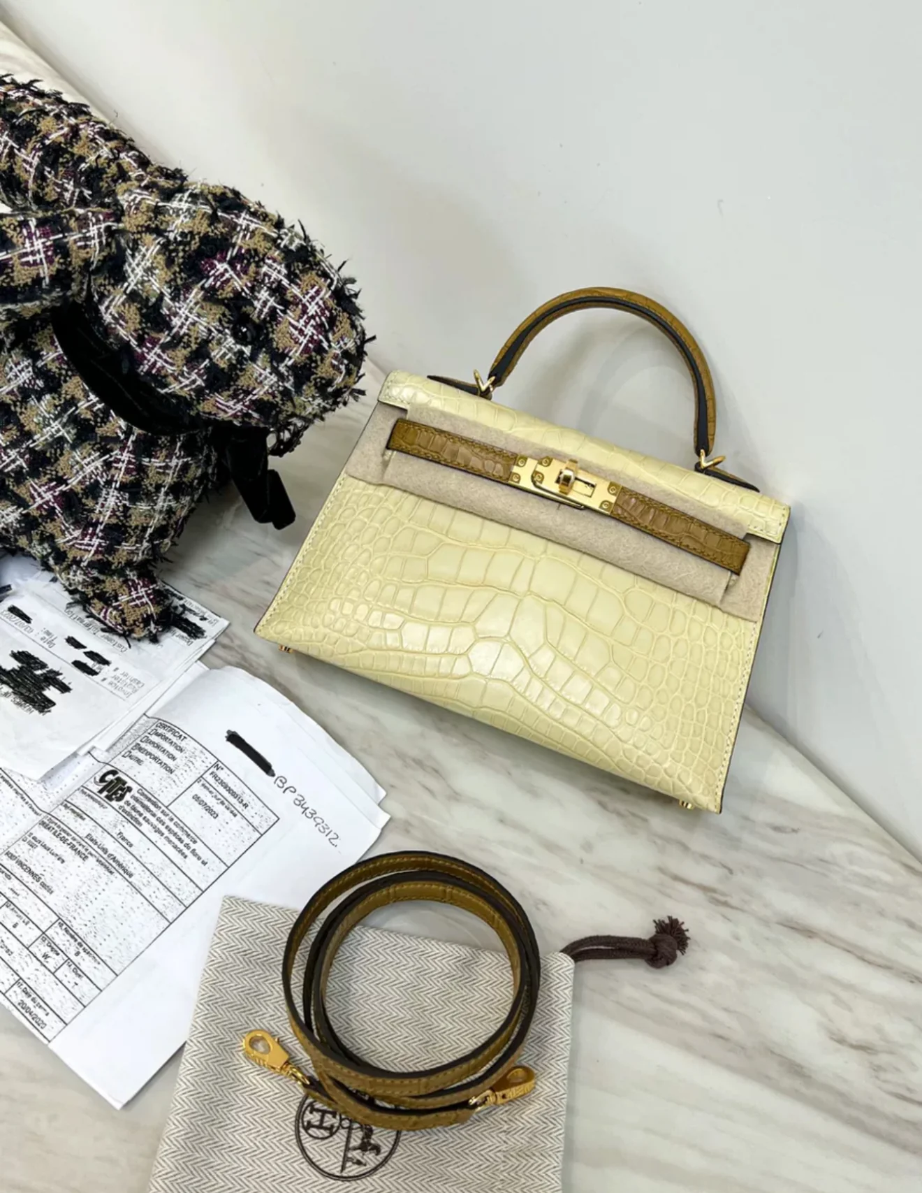 Hermes Mini Kelly 20 Vanille Matte Alligator - Image 2