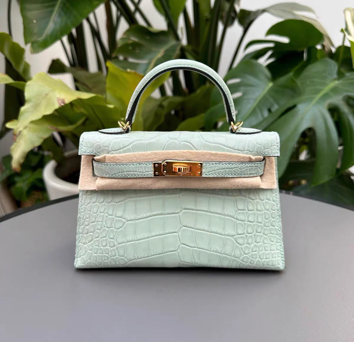 Hermes Mini Kelly 20 Vert d'eau Matte Crocodile Alligator Handbag - Image 5