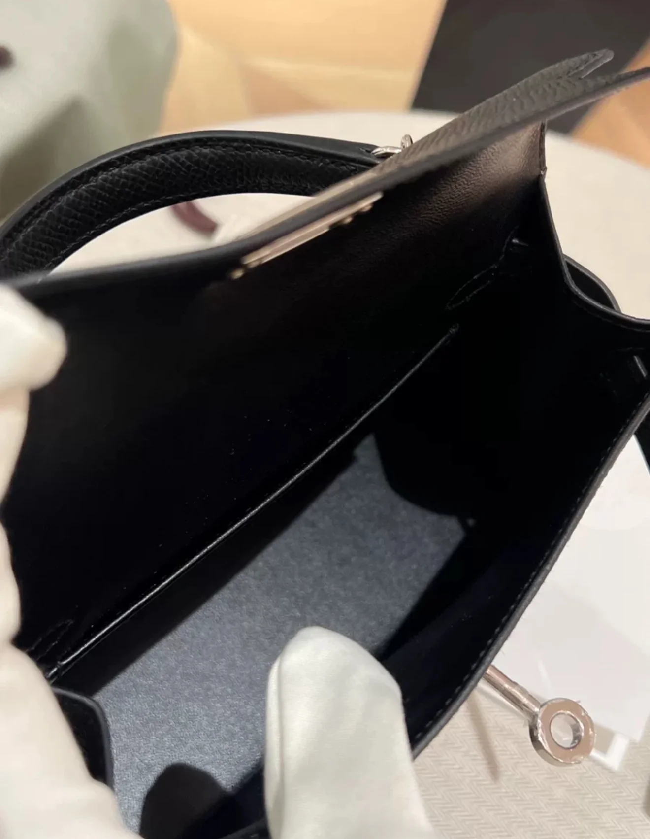 HERMES MINI KELLY BLACK EPSOM PALLADIUM HARDWARE - Image 8
