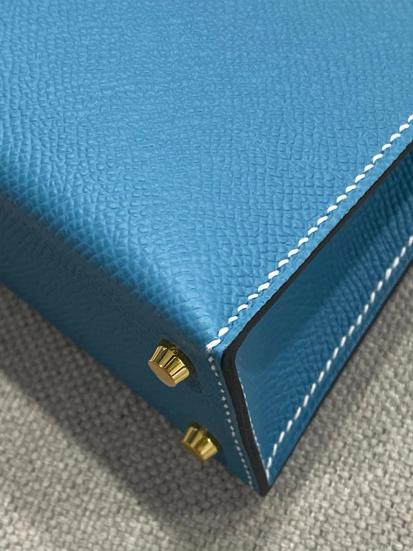 Hermes Mini Kelly Bleu Jean Epsom Gold Hardware - Image 15