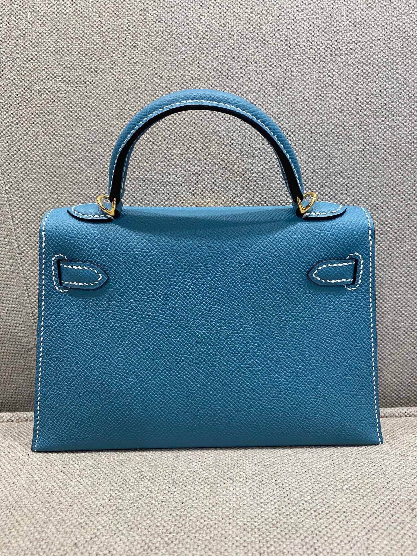 Hermes Mini Kelly Bleu Jean Epsom Gold Hardware - Image 2