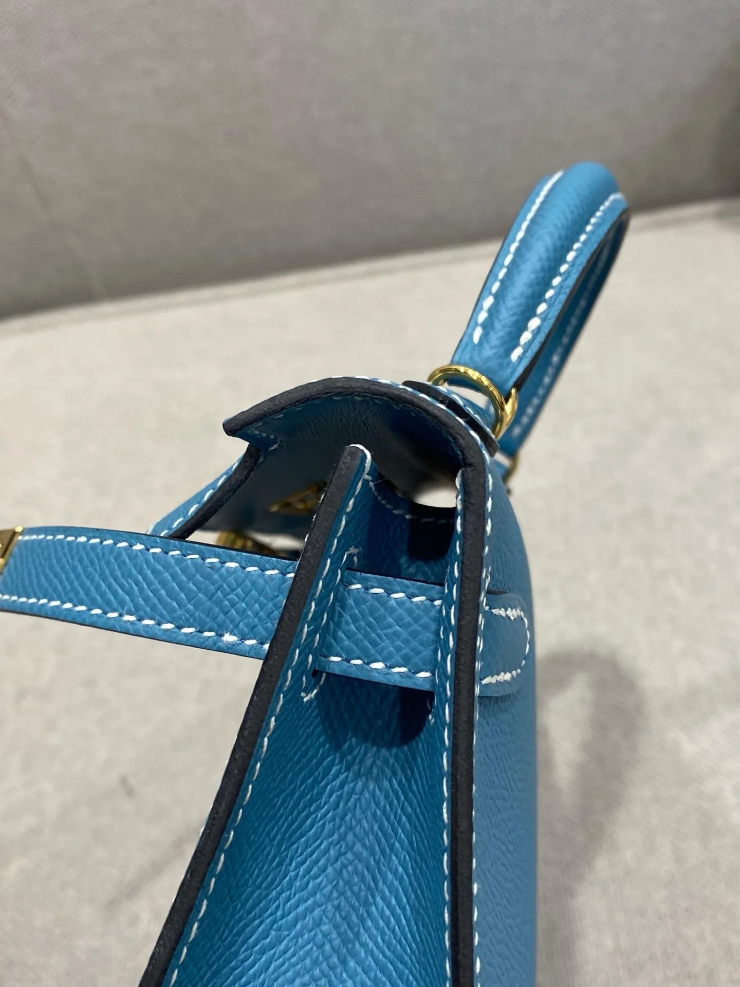 Hermes Mini Kelly Bleu Jean Epsom Gold Hardware - Image 7