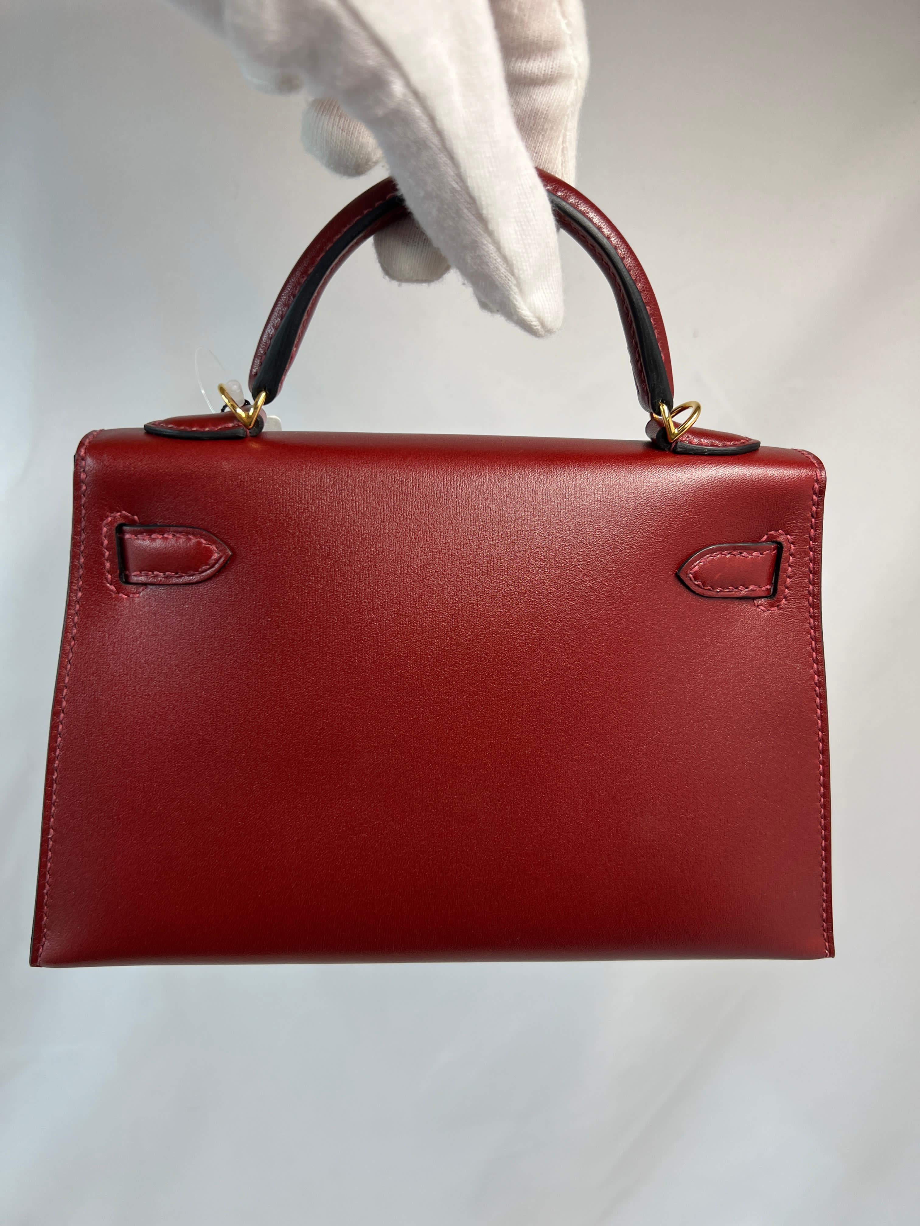 Hermès Mini Kelly Bordeaux (Rouge H) Box Leather Gold Hardware - Image 2