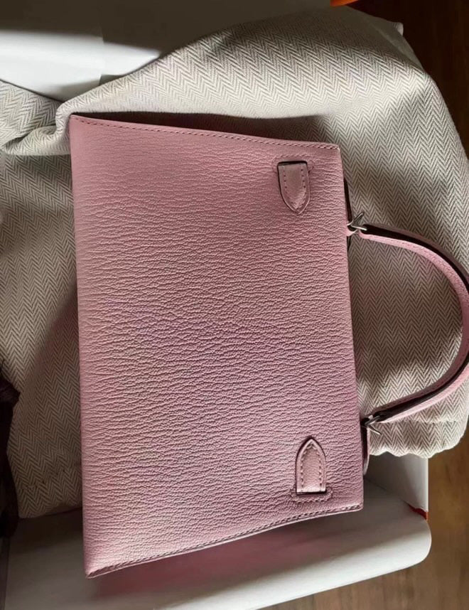Hermes Mini Kelly II 20 Rose Sakura Chèvre Palladium Hardware - Image 2