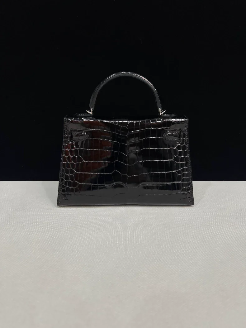 Hermes Mini Kelly 20 shiny crocodile leather palladium hardware - Image 3