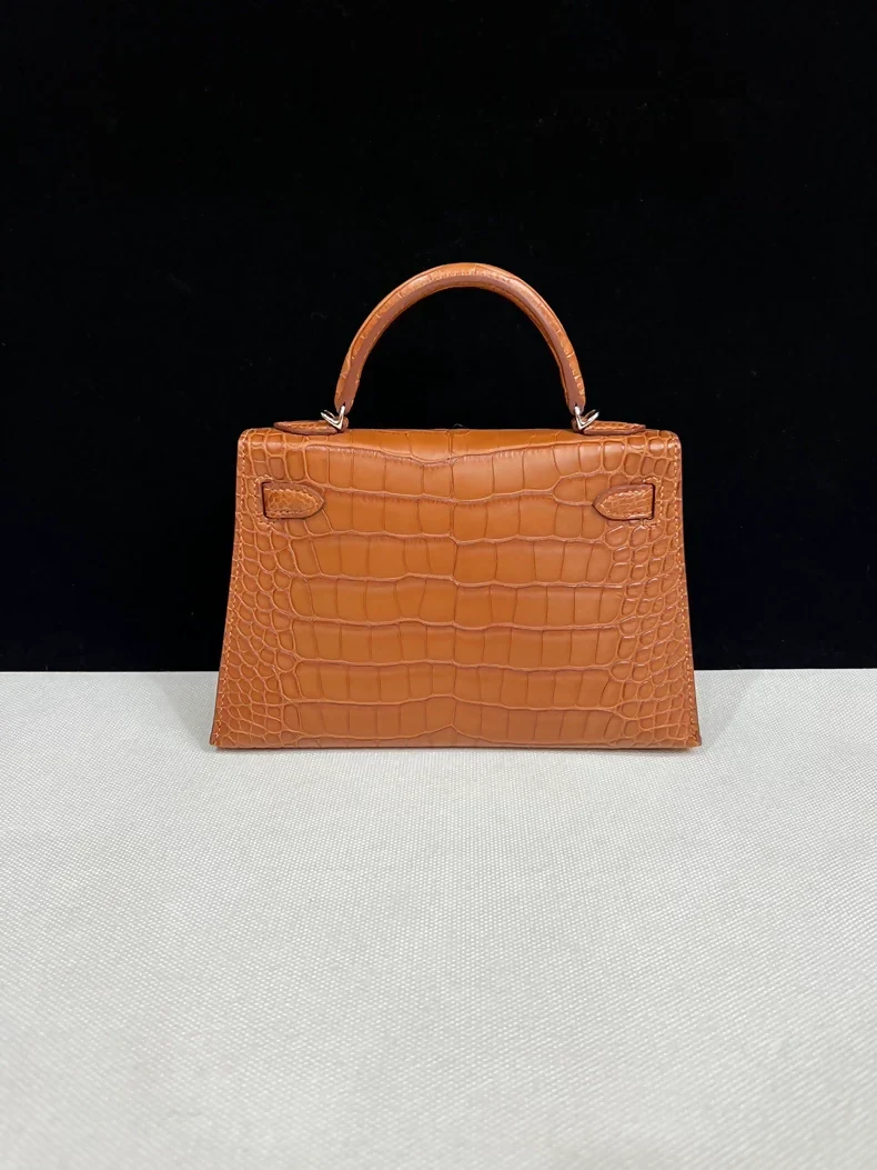 Hermes Mini Kelly 20 Gold Brown Matte Alligator Palladium Hardware - Image 3
