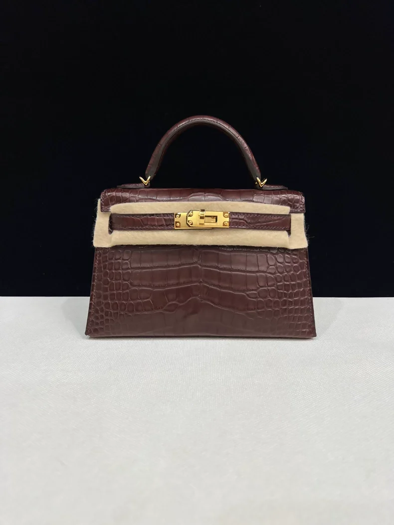 Hermes Mini Kelly 20 Havana Matte Alligator Gold Hardware - Image 2