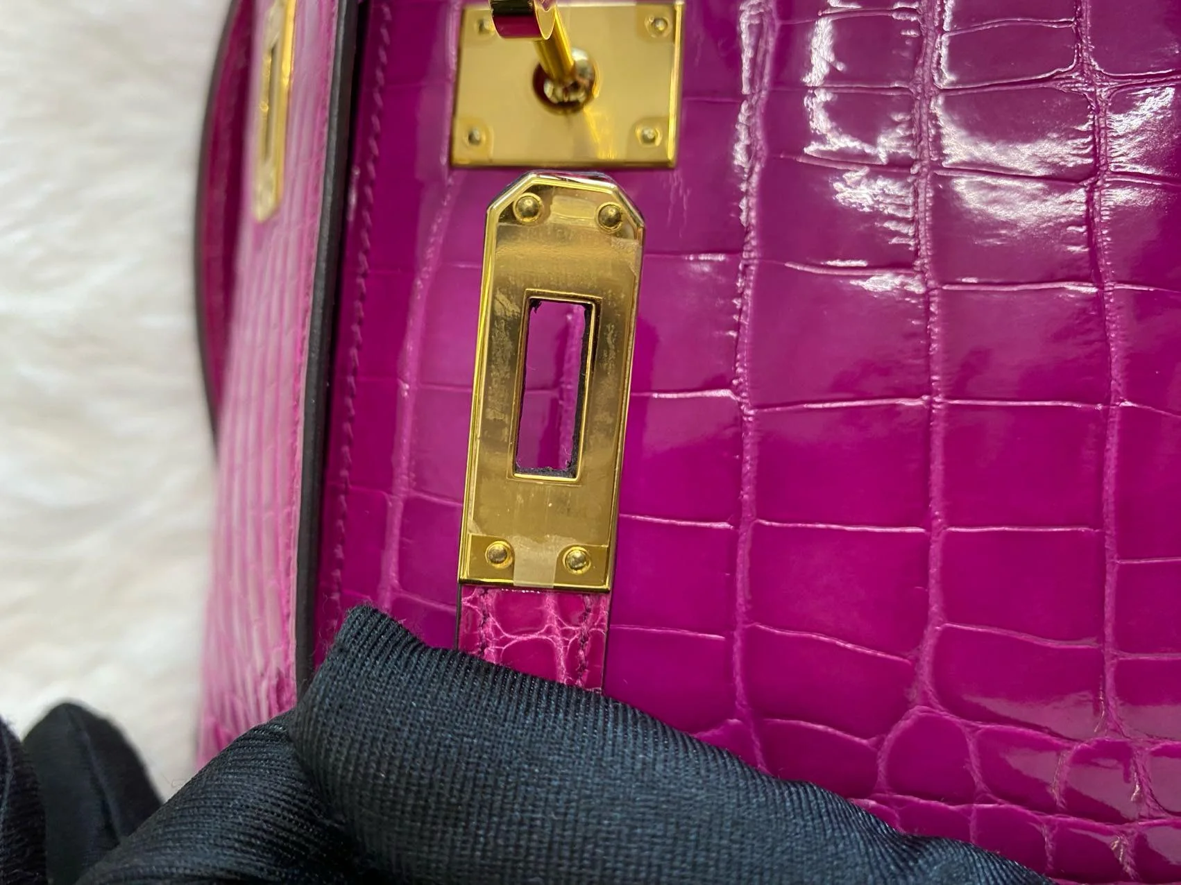 HERMÈS MINI KELLY POCHETTE ROSE SCHEHERAZADE SHINY ALLIGATOR GOLD HARDWARE - Image 12