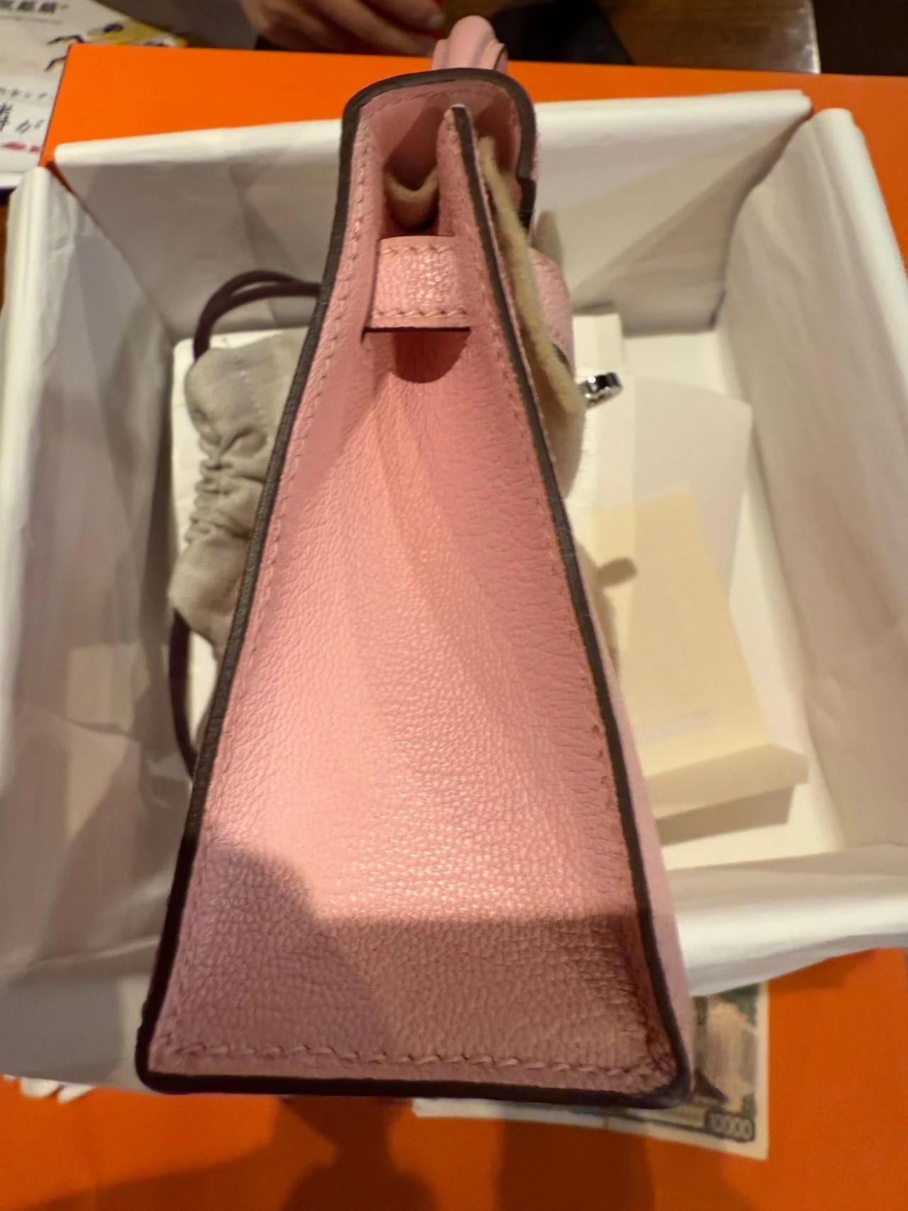 Hermes Mini Kelly Rose Sakura Chèvre Palladium Hardware - Image 3