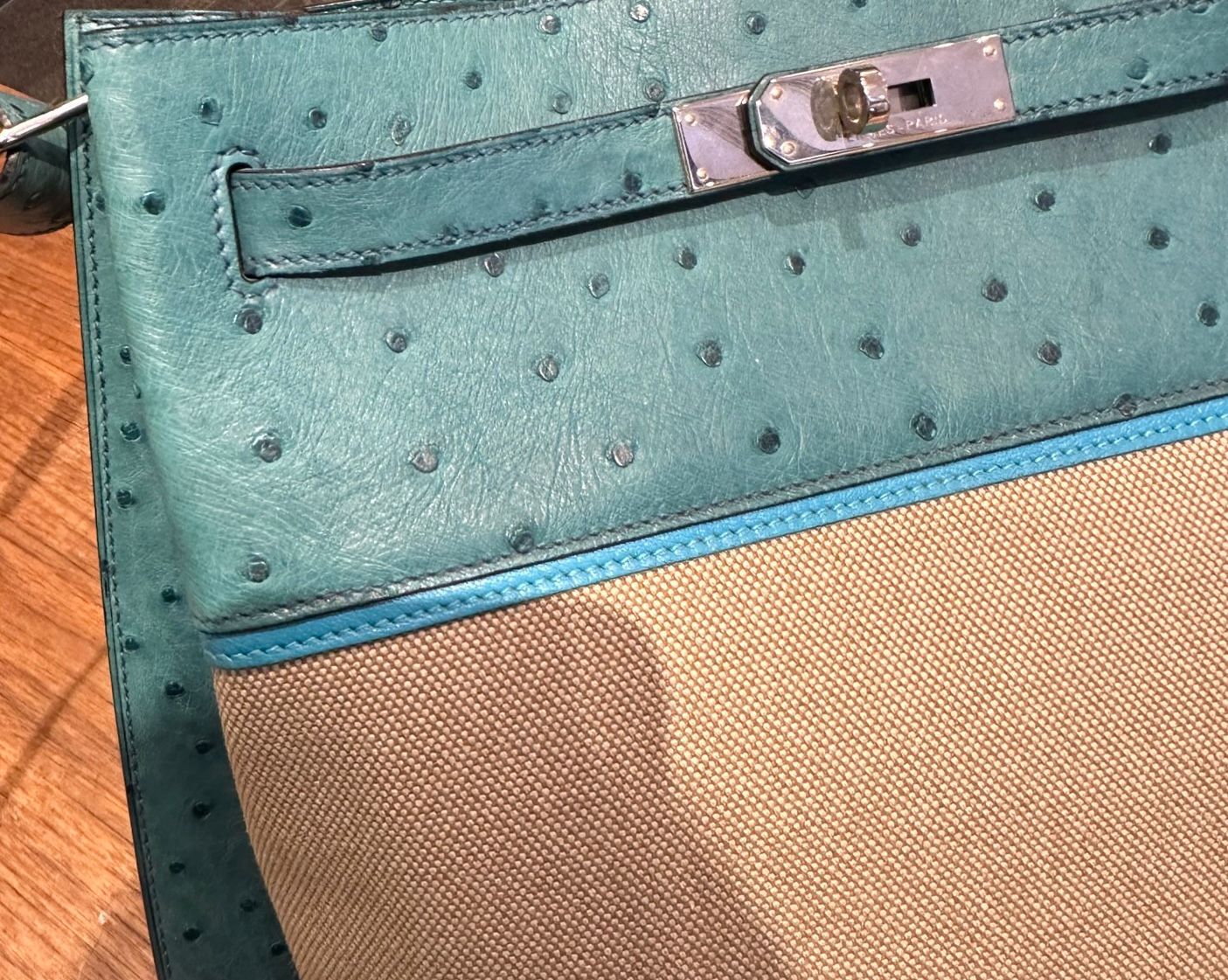 HERMES Ostrich Toile So Kelly 26 - Image 3