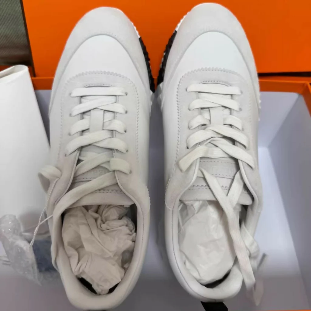 Hermès Sneakers – White & Black Leather (Unisex, Size 40) - Image 3