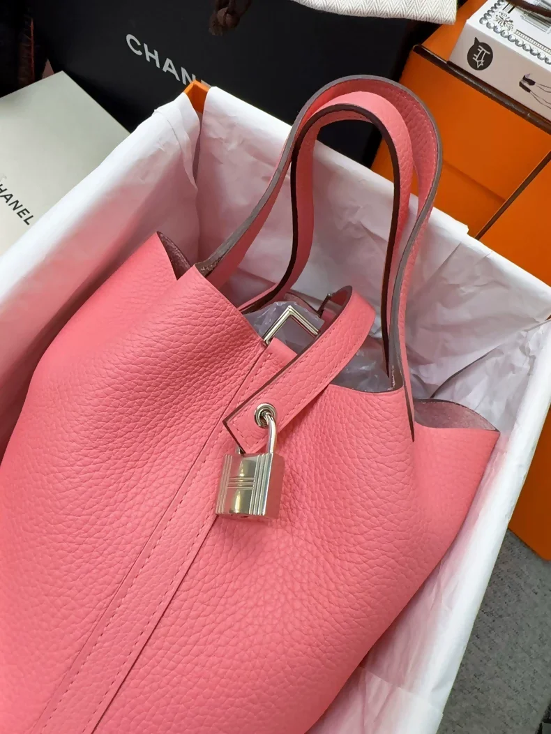 Hermes Picotin 18 pink lipstick Togo leather palladium hardware - Image 2