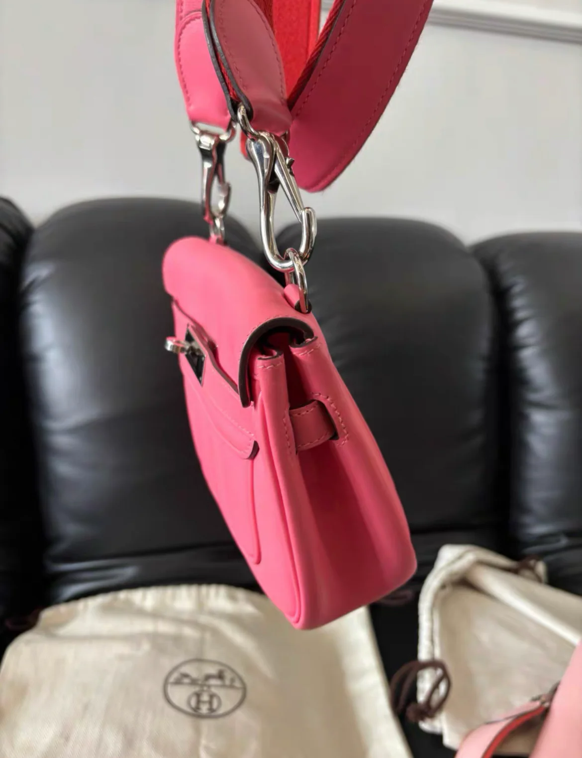 HERMES PINK MINI BERLIN SHOULDER BAG - Image 3