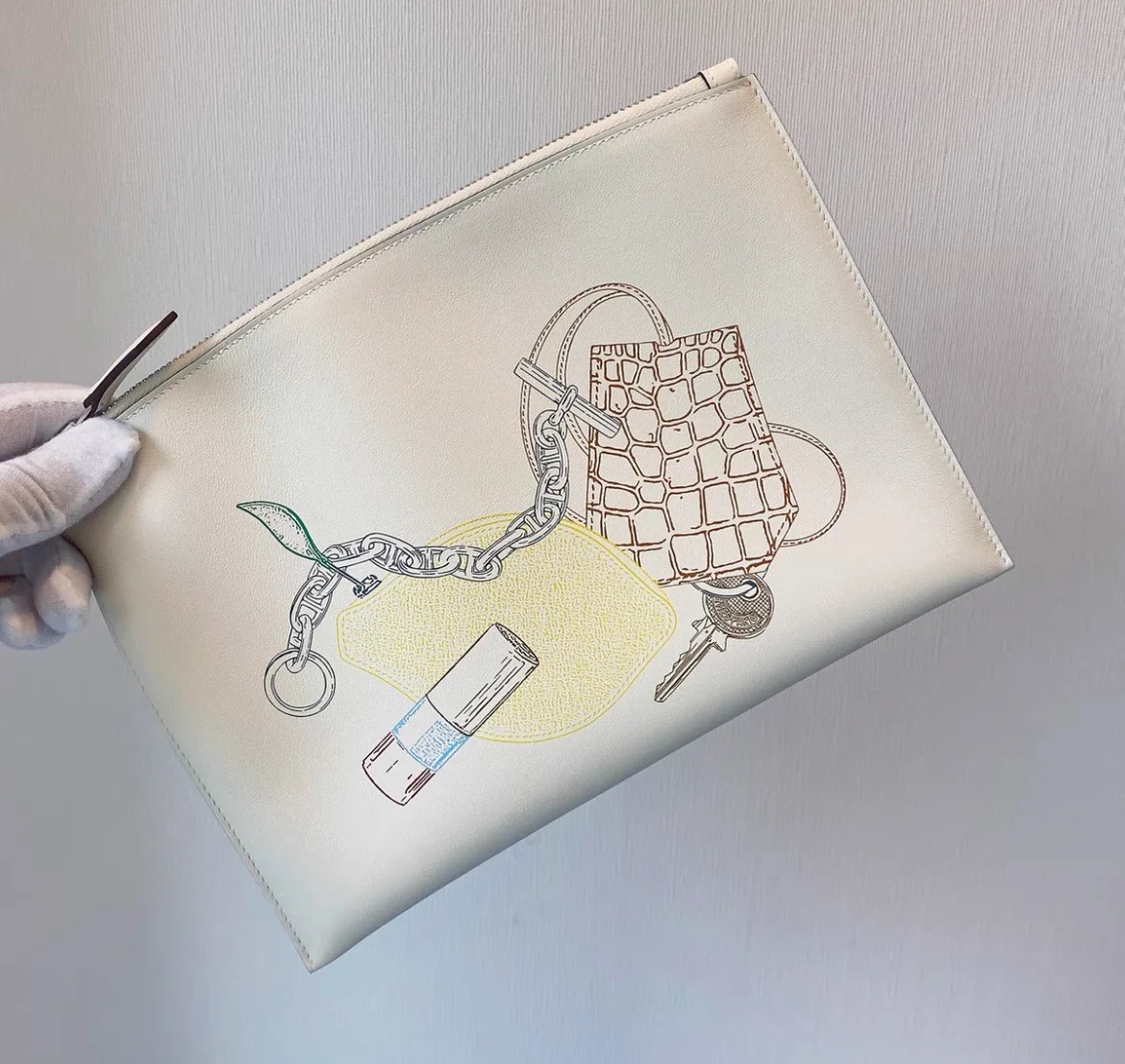 Hermes Pochette Bazar In and Out Clutch Nata Swift Leather - Image 2