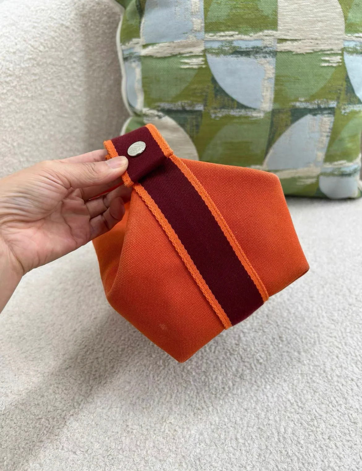 Hermès Pochette Bride-à-Brac model, Small in cotton Orange - Image 3