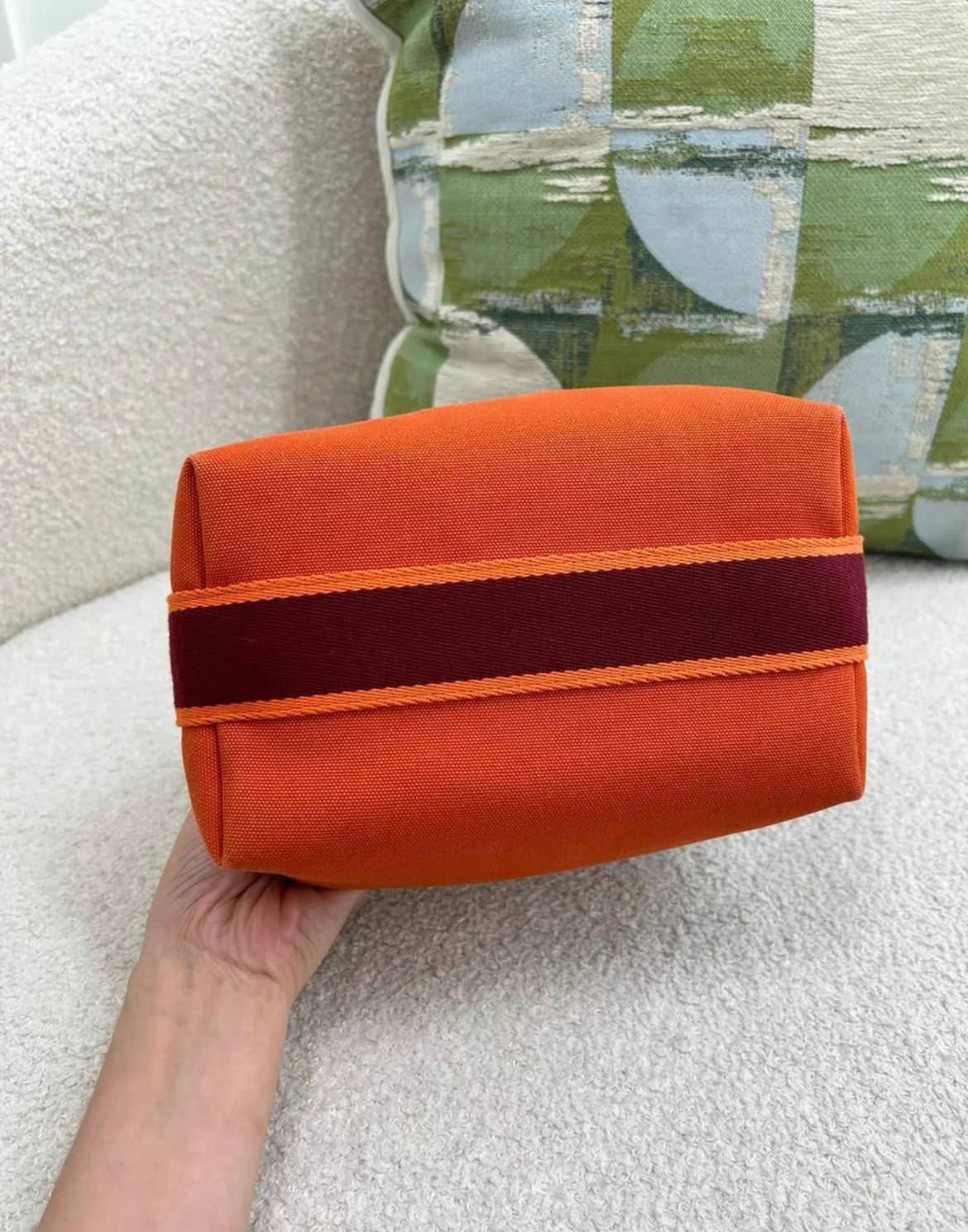 Hermès Pochette Bride-à-Brac model, Small in cotton Orange - Image 4