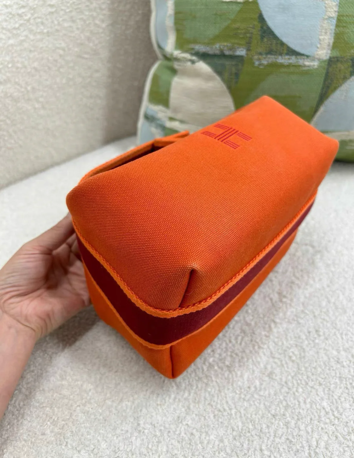 Hermès Pochette Bride-à-Brac model, Small in cotton Orange - Image 5