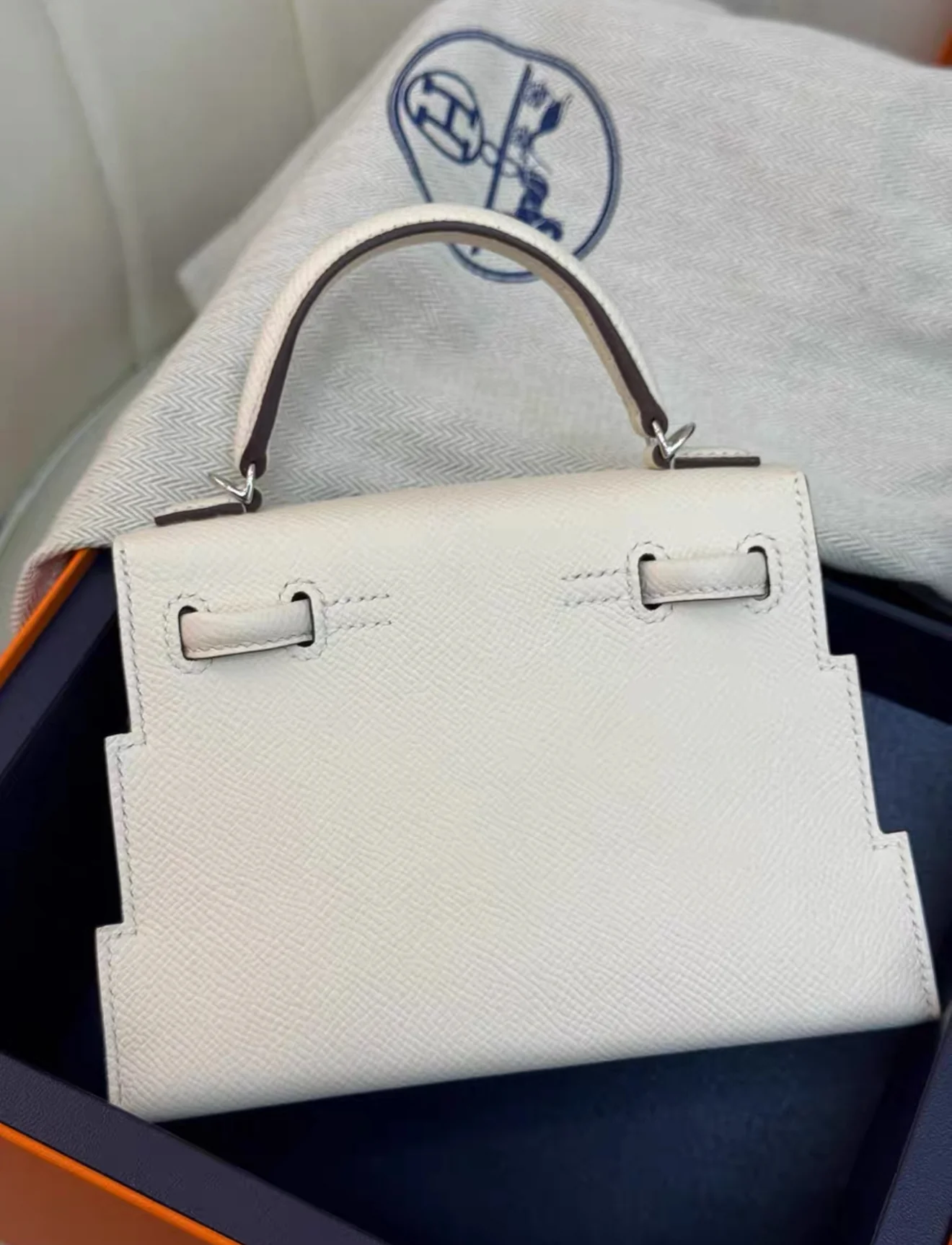 Hermès "Quelle Idolle" Picto Kelly Doll Nata Epsom Palladium Hardware - Image 3