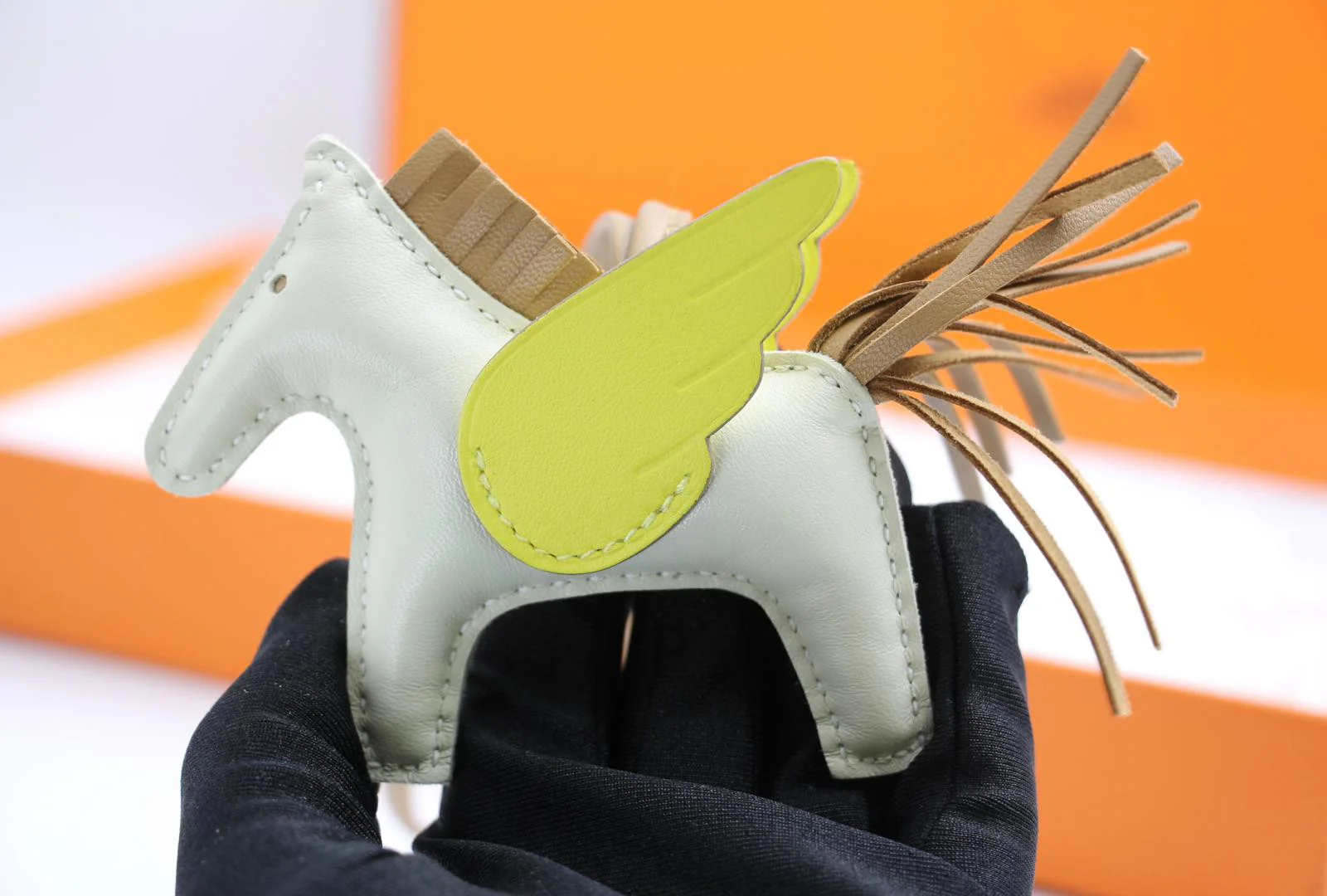 Hermès Rodeo Pm Pegase Pm Bag Charm In Craie Chai Lime Milo - Image 10