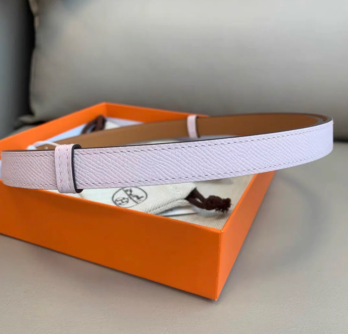 Hermes Rose Sakura Kelly Belt Palladium Hardware - Image 2