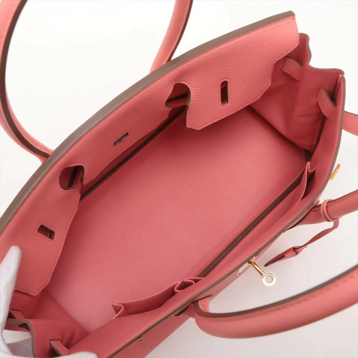 Hermès Shoulder Birkin 25 Flamingo Peach Pink Togo Leather with Gold Hardware - Image 5