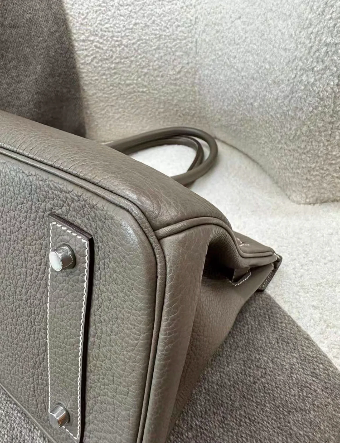 HERMES shoulder Birkin Etoupe palladium hardware - Image 5