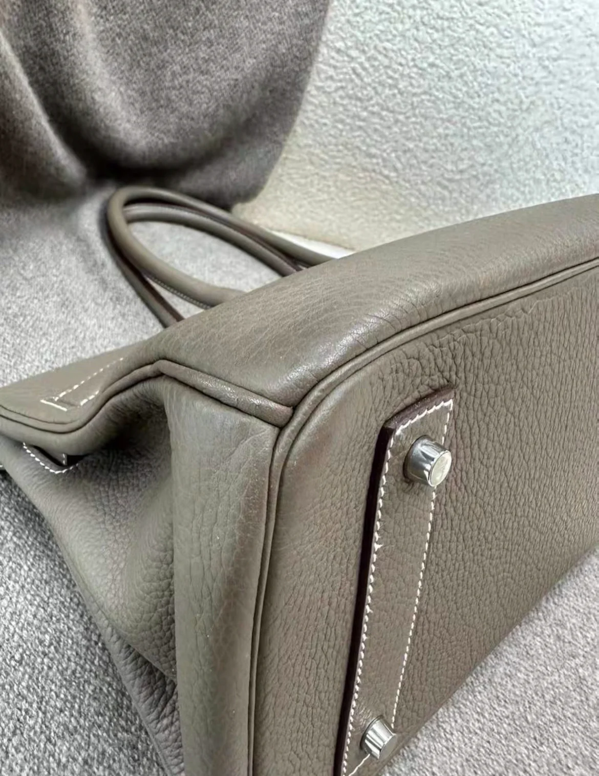 HERMES shoulder Birkin Etoupe palladium hardware - Image 6