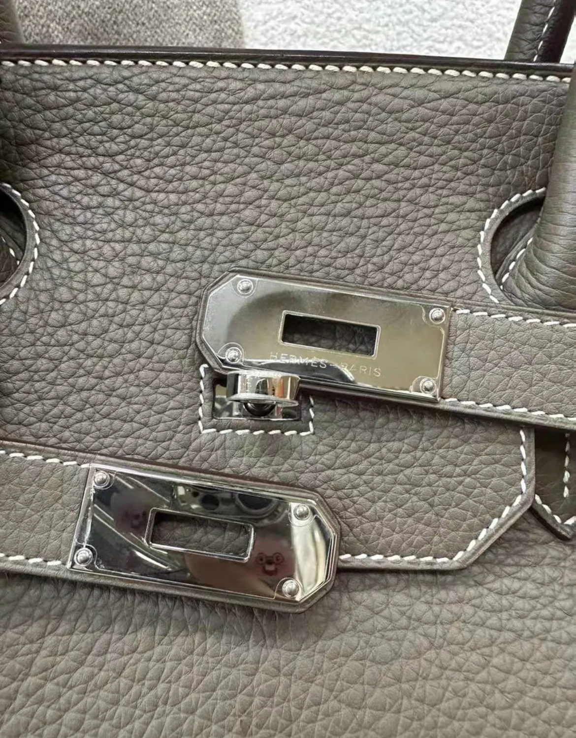 HERMES shoulder Birkin Etoupe palladium hardware - Image 7