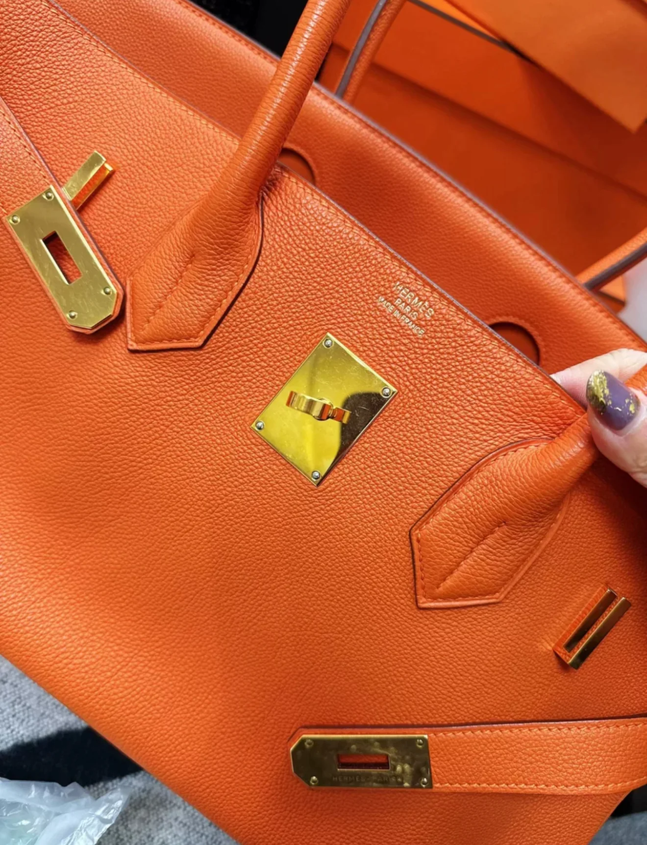 Hermes Shoulder Birkin Orange Togo Leather Gold Hardware - Image 3
