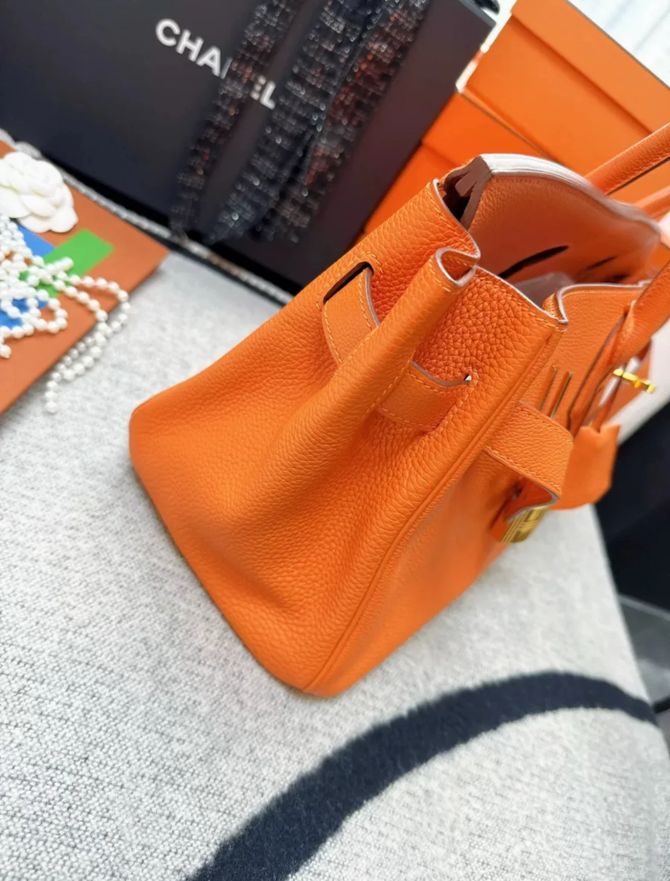 Hermes Shoulder Birkin Orange Togo Leather Gold Hardware - Image 6
