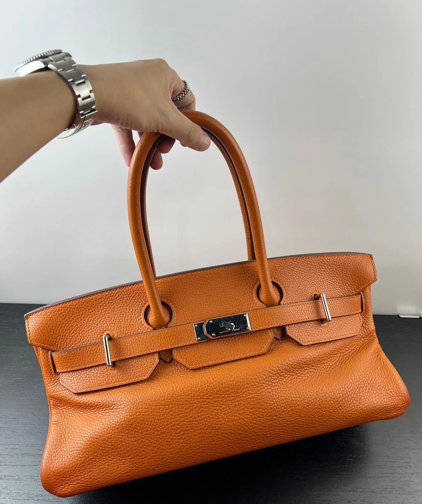 HERMES shoulder Birkin Orange Togo Leather palladium hardware - Image 2