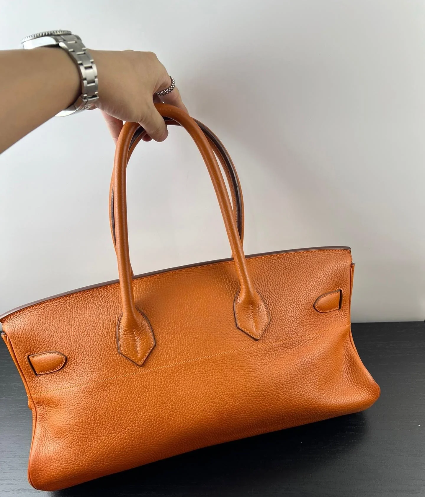HERMES shoulder Birkin Orange Togo Leather palladium hardware - Image 3