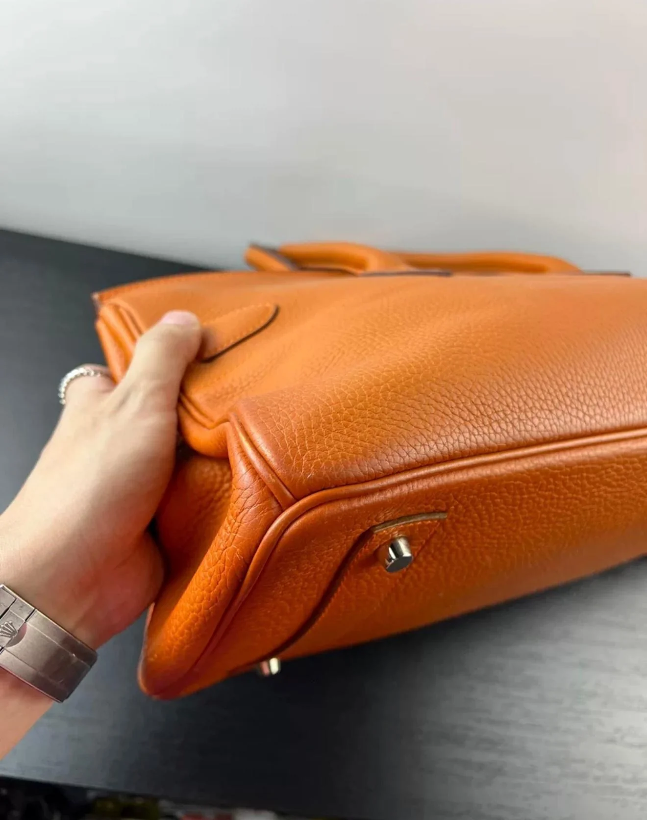 HERMES shoulder Birkin Orange Togo Leather palladium hardware - Image 5