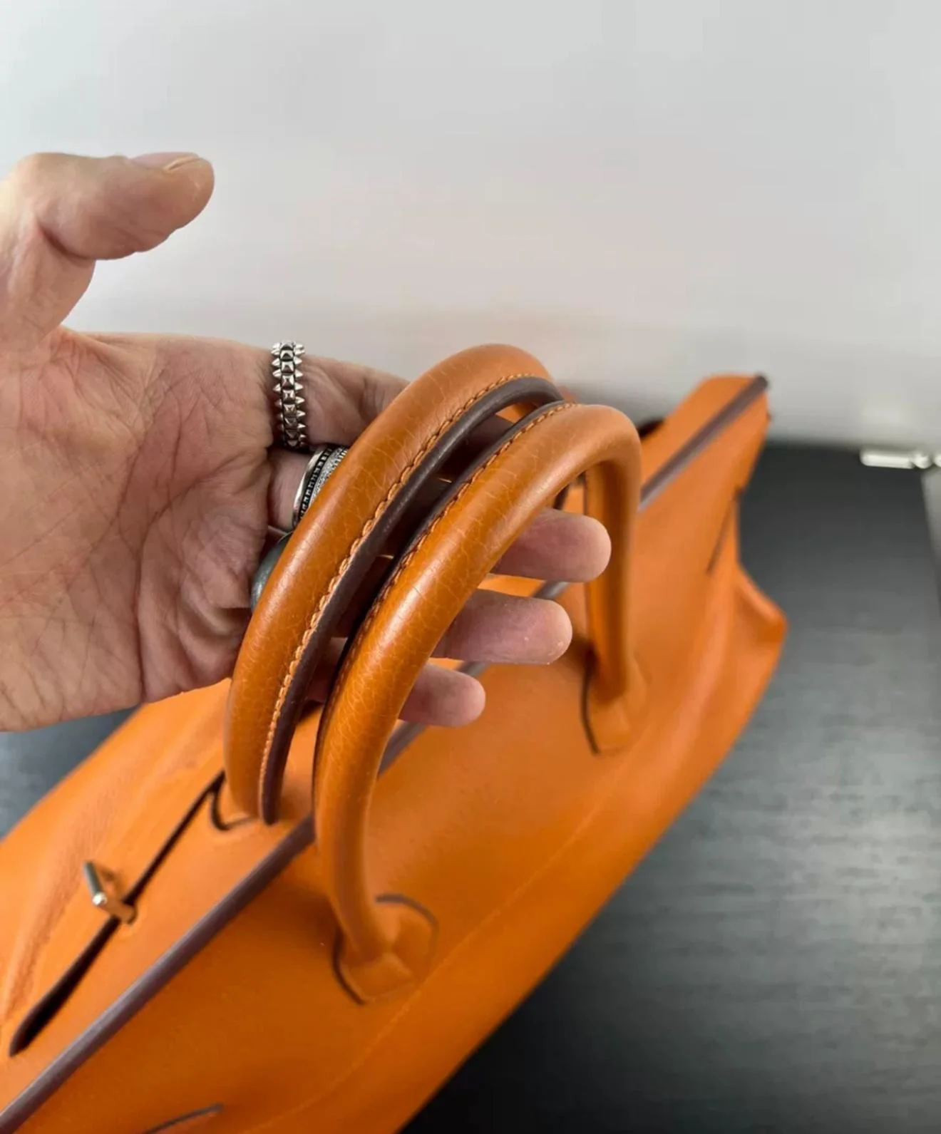 HERMES shoulder Birkin Orange Togo Leather palladium hardware - Image 6