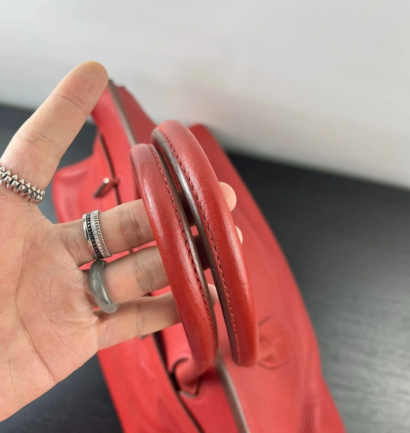 Hermes shoulder Birkin Red Togo Leather palladium hardware - Image 7